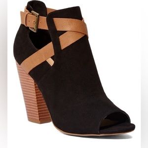JustFab - Denene Black Open Peep Toe Bootie